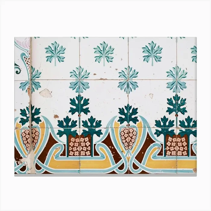 Pattern flower Tile Mural // Valencia, Spain, Travel Photography Canvas Print by Diana Van Neck Travel photography