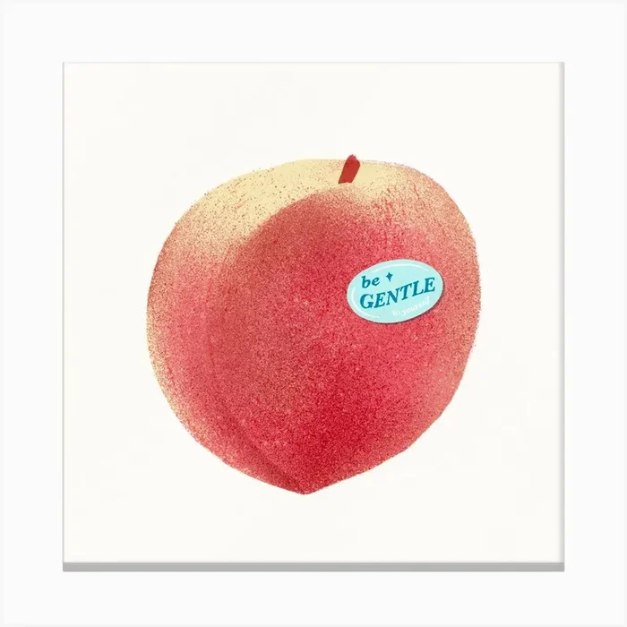 Peach Be Gentle To Yourself Square Canvas Print by Yan Yu Lee
