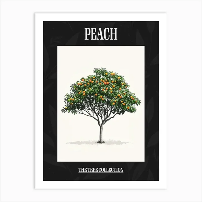 Peach Tree Pixel Illustration 1 Poster Art Print by Bough And Bloom Artistry