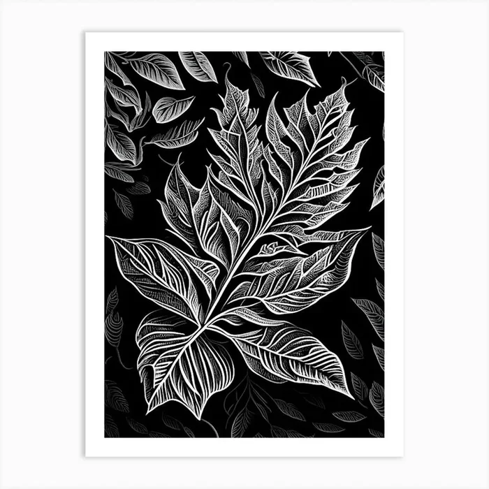 Pecan Leaf Linocut 2 Art PrintL& by Leaf & Stem Studio