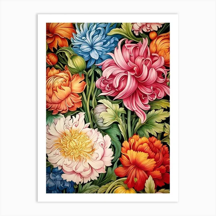 Peonies 8 Art Print by Rizwana Khan