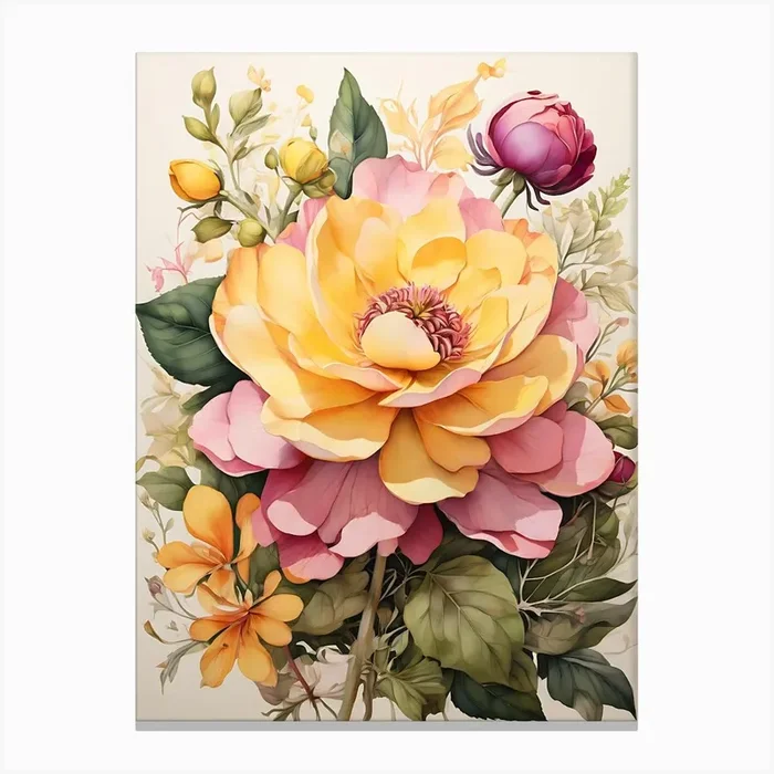 Peony Painting Canvas Print by WaveArt Studios