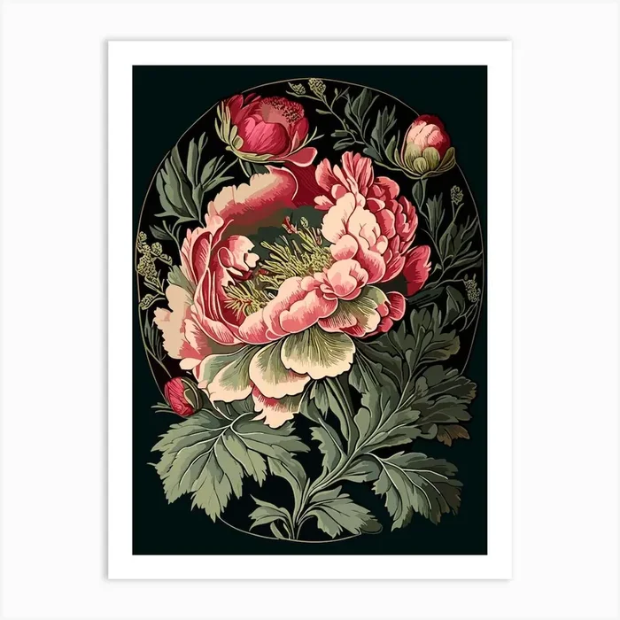 Peony Wildflower Vintage Botanical 2 Art PrintWS by Wildflower Studio