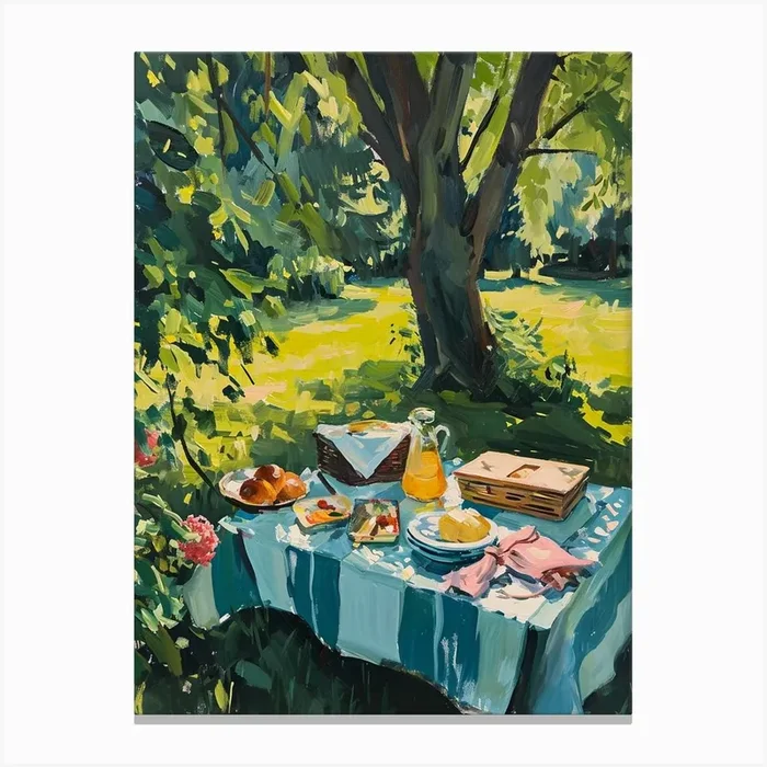 Picnic In The Garden – expressionism 5 Canvas Print by DBmedia