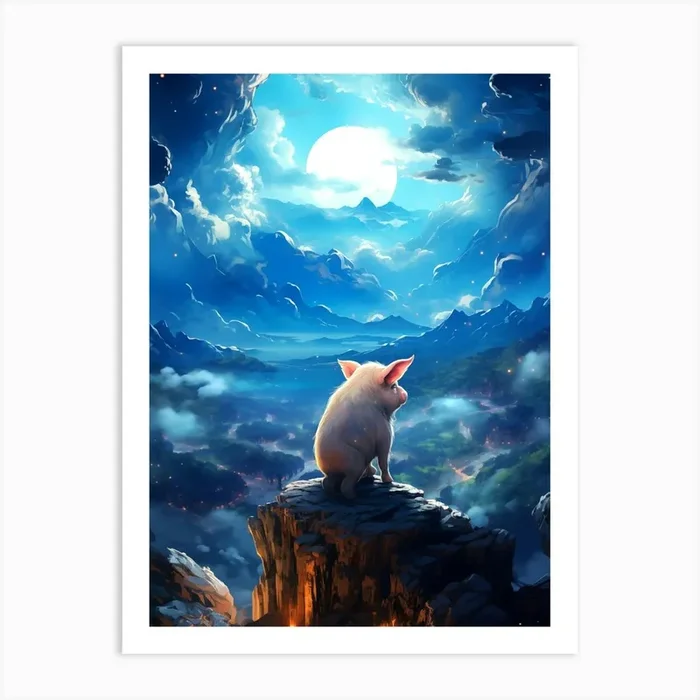 Pig In The Moonlight 1 Art Print by cymdoran