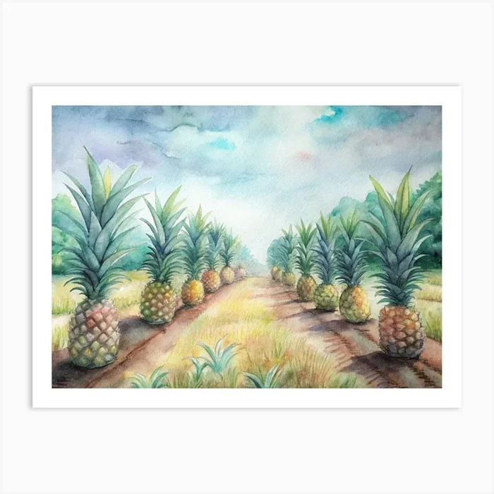 Pineapples In The Field 1 Art Print by Posterly Studio home decor