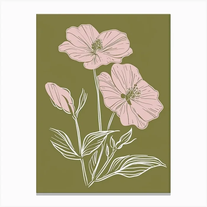 Pink & Green Wild Pansy 1 Canvas Print by Botanic Studio
