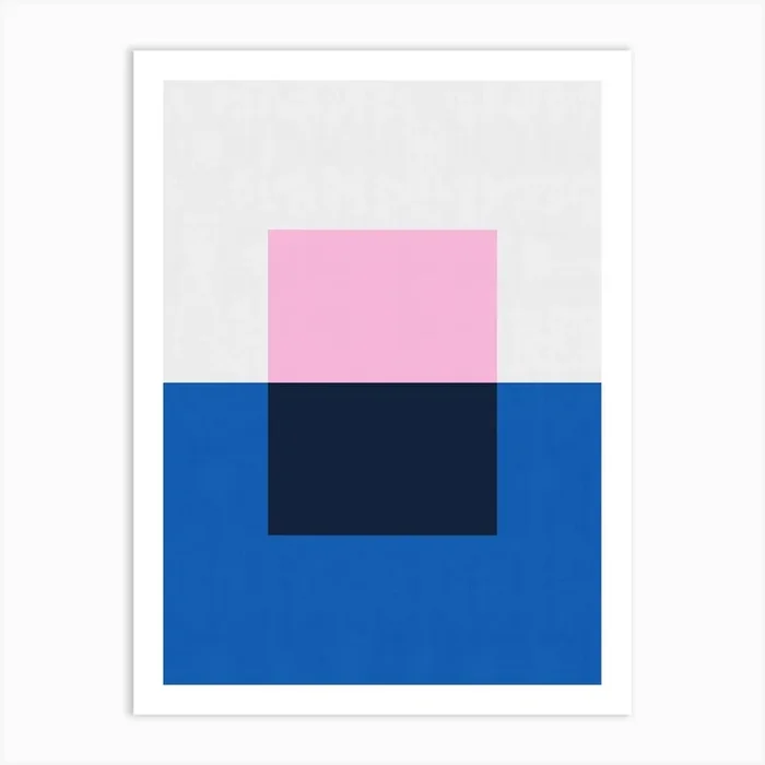 Pink and blue geometry 6 Art Print by Vitor Costa