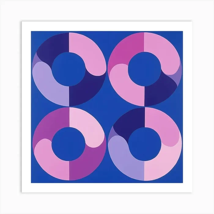 Pink, blue and violet Circles Art Print by Olya Enina