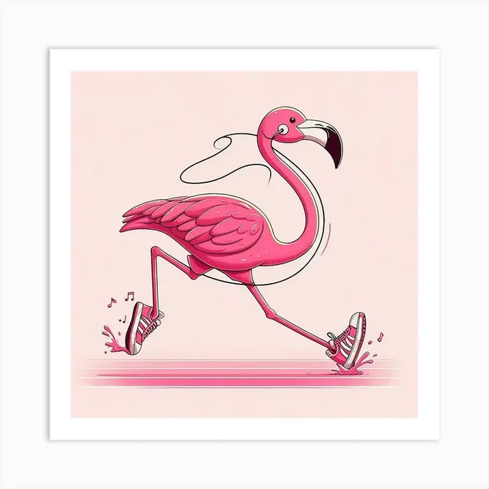 Pink Flamingo Running Art Print by Kabo photography