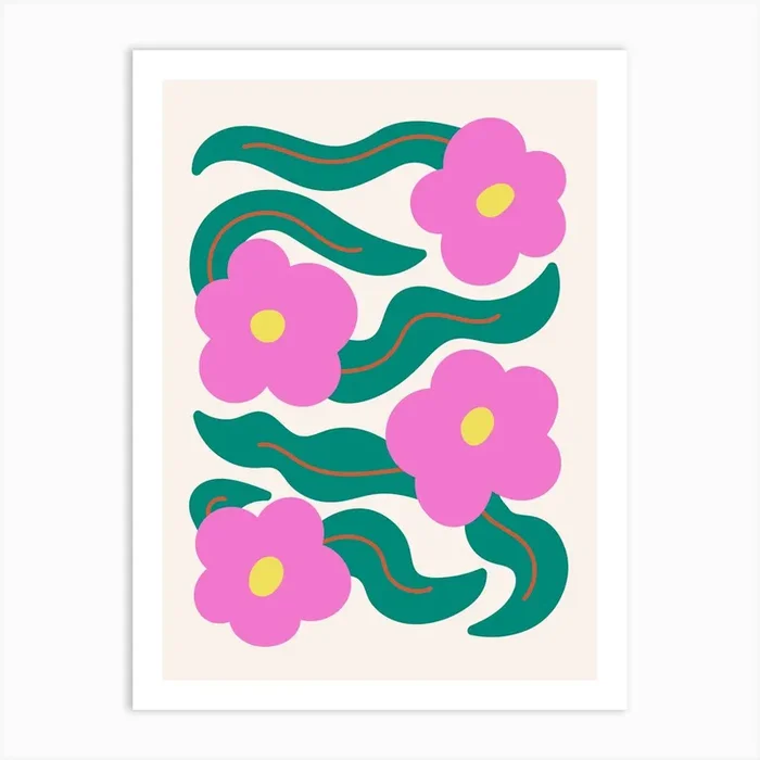 Pink Flowers Print Art Print by Cherry Bomb Art Prints