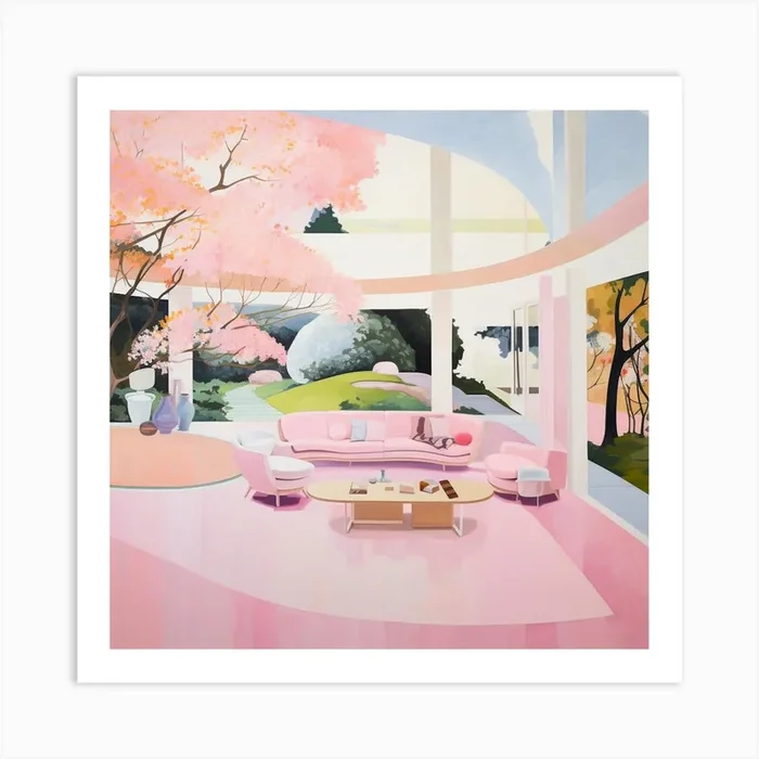 Pink Living Room 4 Art Print by RS STUDIO