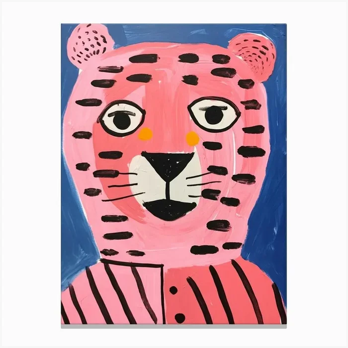 Pink Polka Dot Bengal Tiger 2 Canvas Print by Scribble Studio