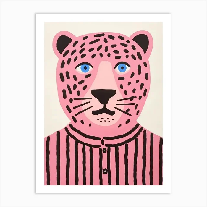 Pink Polka Dot Tiger 2 Art Print by Scribble Studio