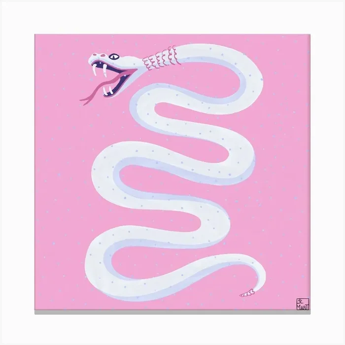 Pink Snake Square Canvas Print by Be Martt