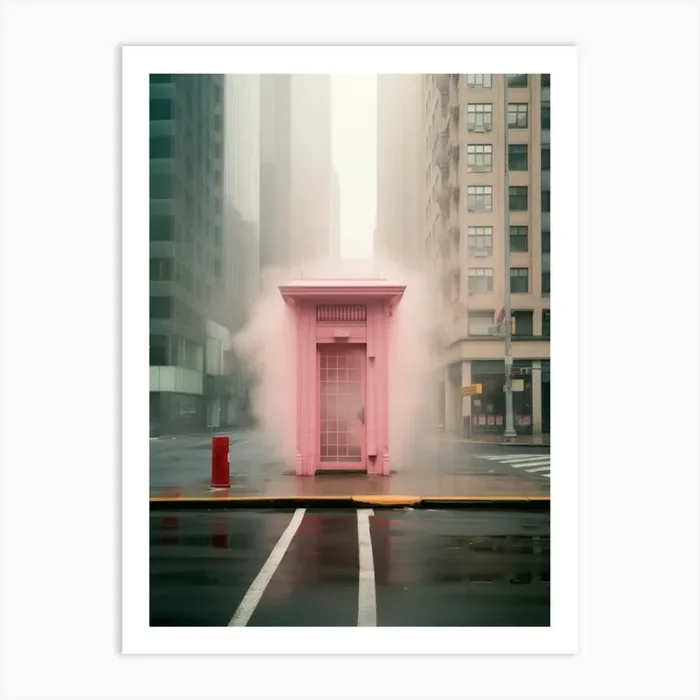 Pink Telephone Booth Art Print by RS STUDIO