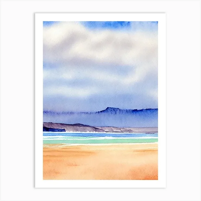 Playa De Famara 2, Lanzarote, Spain Watercolour Art Print by Sand & Surf Prints