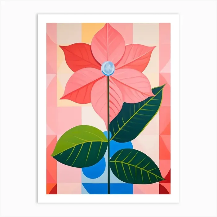 Poinsettia 3 Hilma Af Klint Inspired Pastel Flower Painting Art Print by Botanic Studio