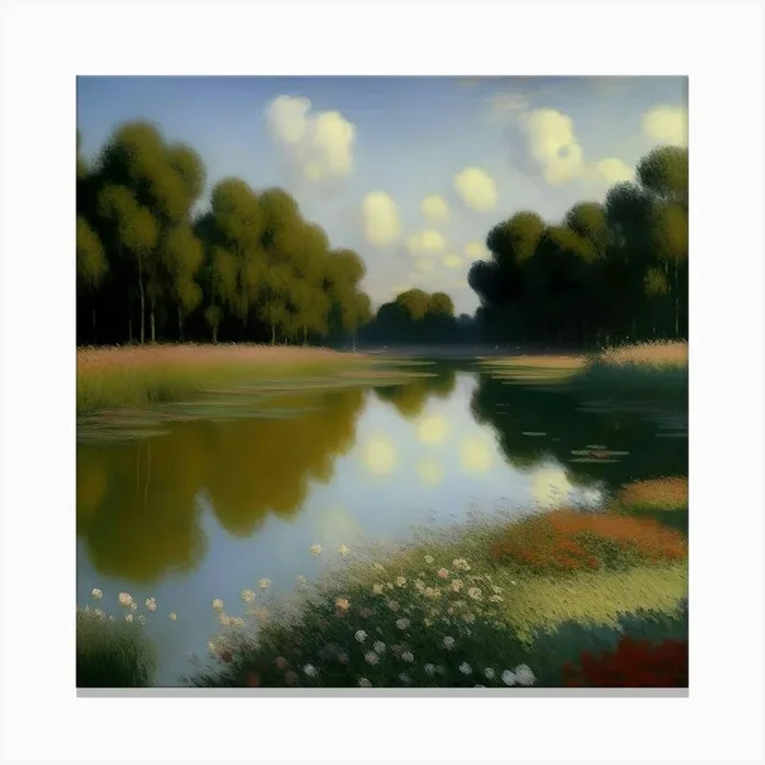 Pond With Flowers Canvas PrintK by Kristina