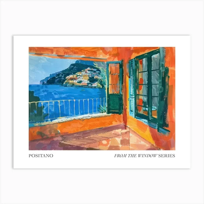 Positano From The Window Series Poster Painting 2 Art Print by Urban Vistas