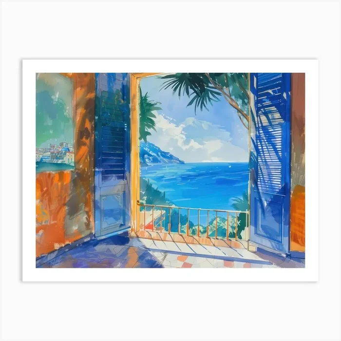 Positano From The Window View Painting 4 Art Print by Urban Vistas