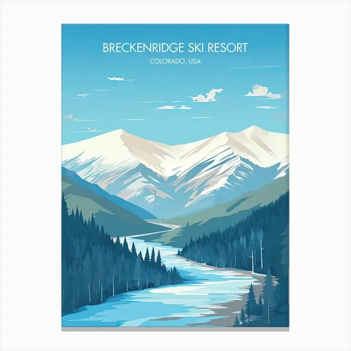 Poster Of Breckenridge Ski Resort Colorado, Usa, Ski Resort Illustration 0 Canvas Print by Piste Posters