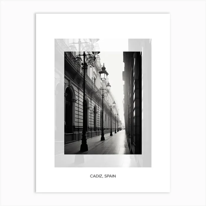 Poster Of Cadiz, Spain, Black And White Old Photo 4 Art Print by Monochrome Vistas