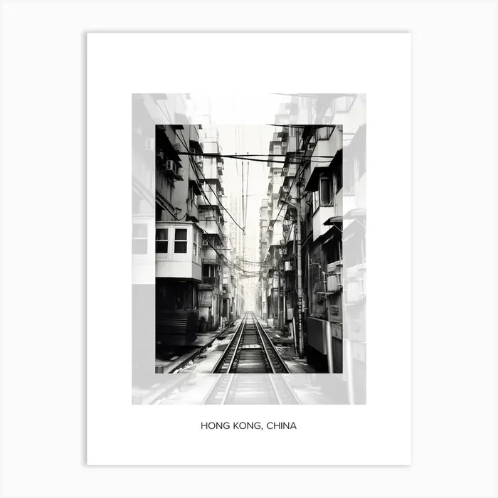 Poster Of Hong Kong, China, Black And White Old Photo 1 Art Print by Monochrome Vistas