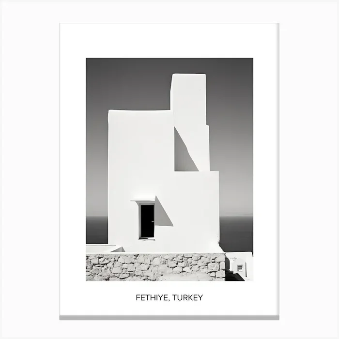 Poster Of Ibiza, Spain, Photography In Black And White 1 Canvas Print by Monochrome Vistas