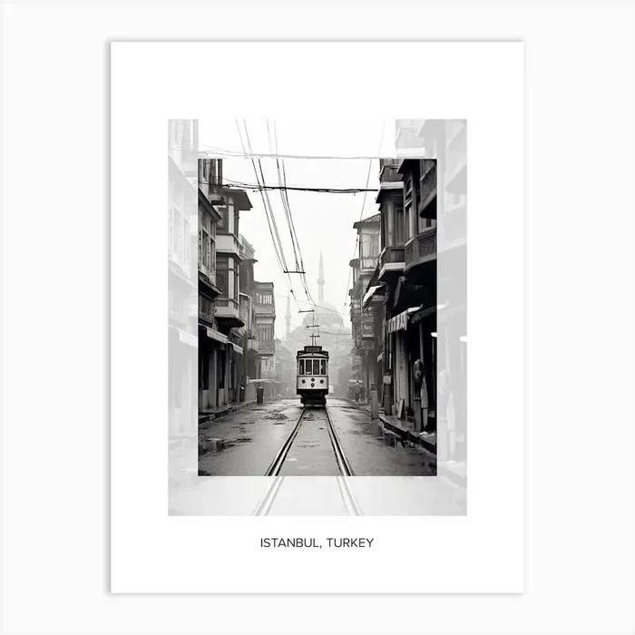 Poster Of Istanbul, Turkey, Black And White Old Photo 1 Art Print by Monochrome Vistas