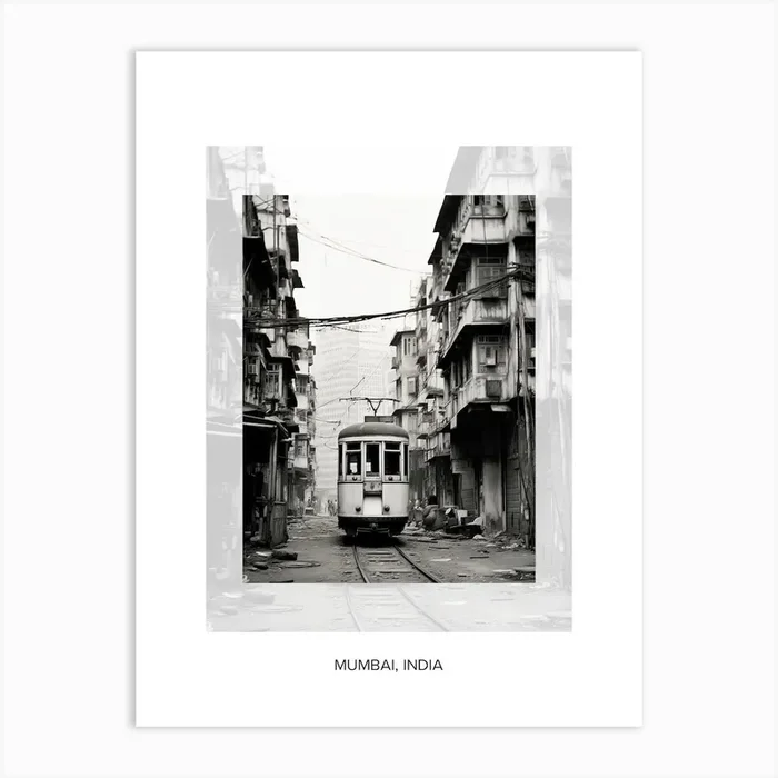 Poster Of Mumbai, India, Black And White Old Photo 2 Art Print by Monochrome Vistas