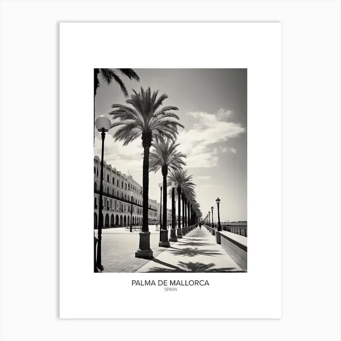 Poster Of Palma De Mallorca, Spain, Black And White Analogue Photography 4 Art Print by Monochrome Vistas