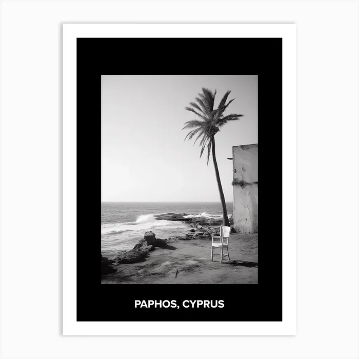Poster Of Paphos, Cyprus, Mediterranean Black And White Photography Analogue 1 Art Print by Monochrome Vistas