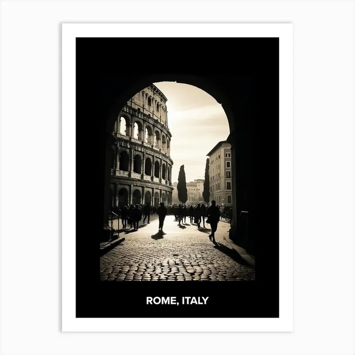 Poster Of Rome, Italy, Mediterranean Black And White Photography Analogue 3 Art Print by Monochrome Vistas
