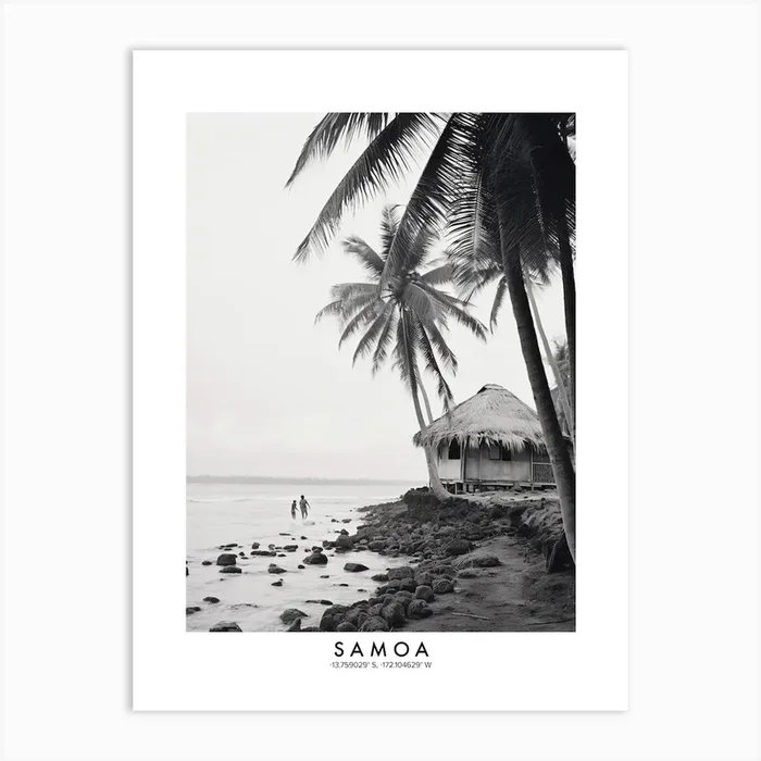 Poster Of Samoa, Black And White Analogue Photograph 1 Art Print by Monochrome Vistas