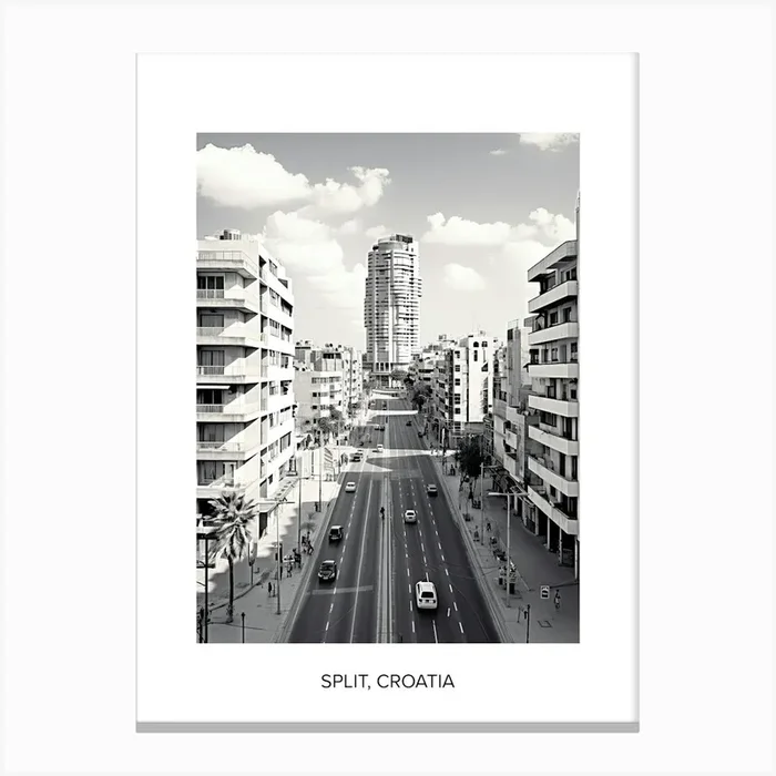Poster Of Tel Aviv, Israel, Photography In Black And White 5 Canvas Print by Monochrome Vistas