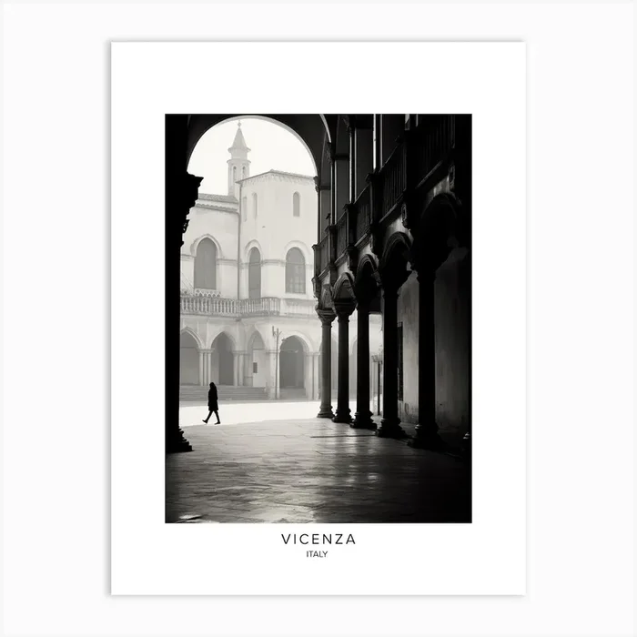 Poster Of Vicenza, Italy, Black And White Analogue Photography 1 Art Print by Monochrome Vistas