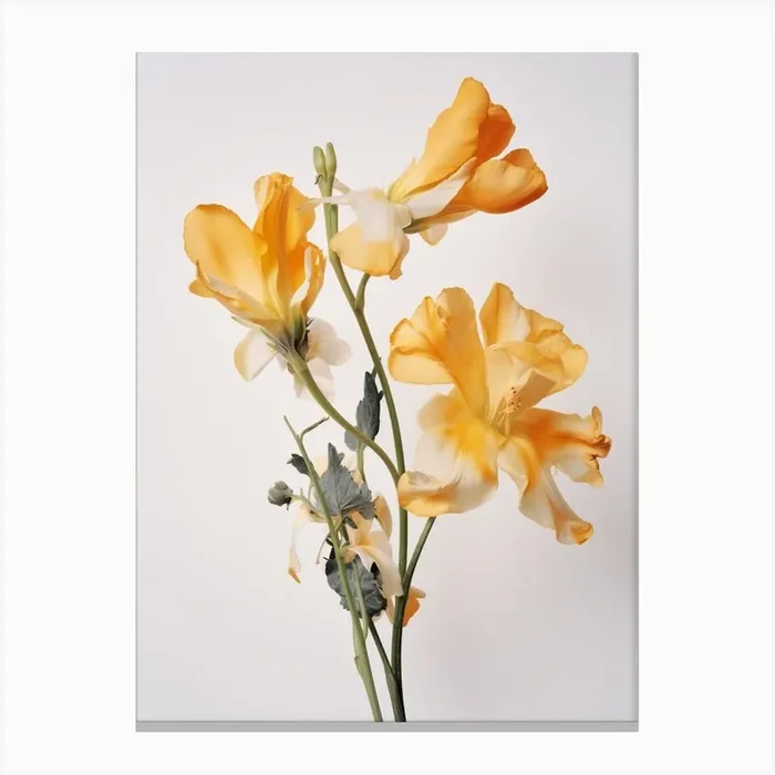 Pressed Flower Botanical Art Freesia 4 Canvas Print by Botanic Studio