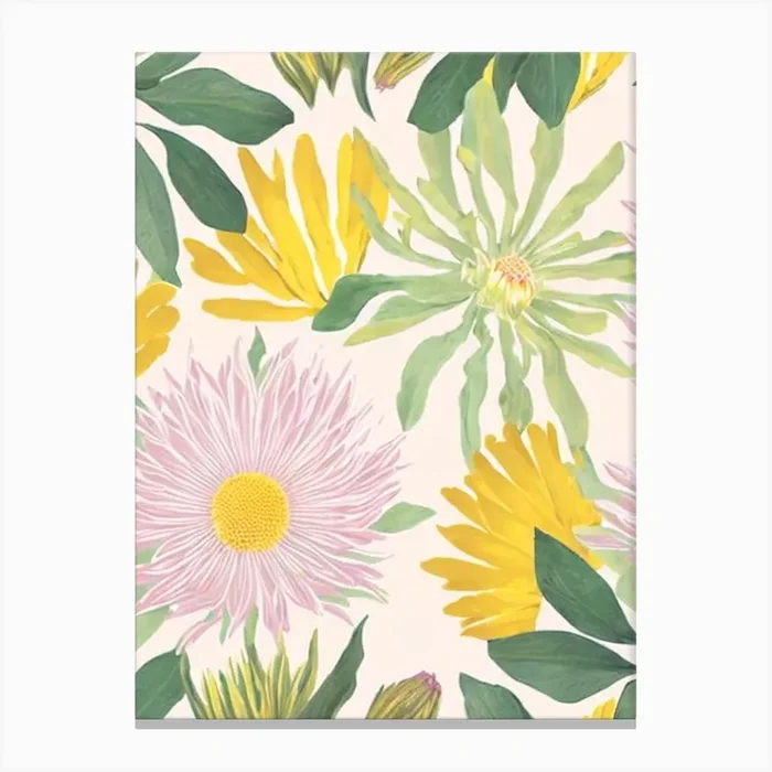 Proteas Pastel Floral 3 Flower Canvas Print by The Artsy Florist