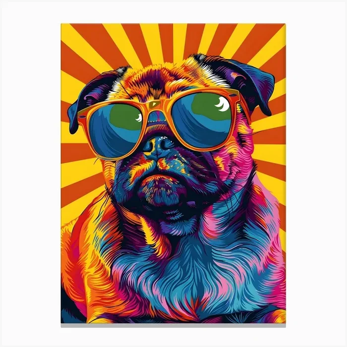 Pug in Sunglasses 1 Canvas PrintSC by S.K. Coghlan