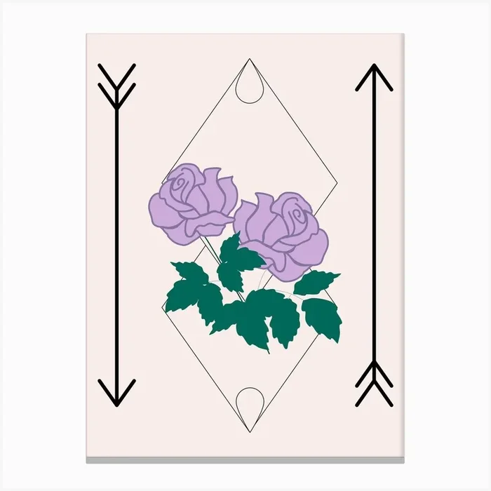 Purple Rose And Arrows Canvas Print by Andreea Eremia Design