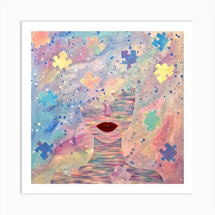 Puzzle Piece Painting Art Print by Olya Enina