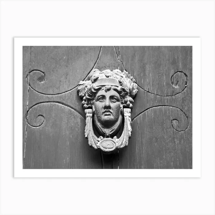 Queretaro Door Knocker Bw Art Print by MY MEMORY IS SHOT
