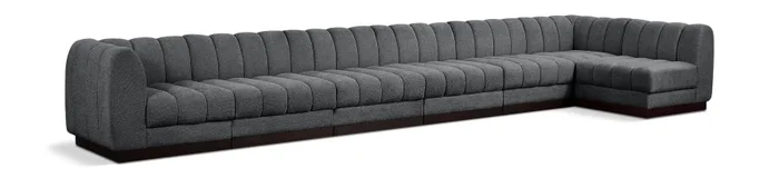 Quinn 197 ” Chenille Fabric Upholstered 7pc. Modular Sectional