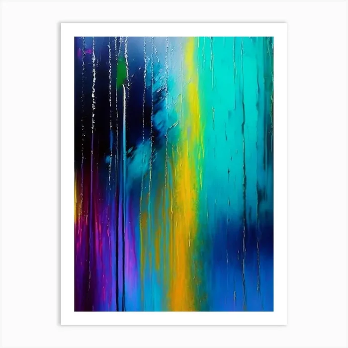 Rain Waterscape Bright Abstract 1 Art PrintHH by Hydro Hues