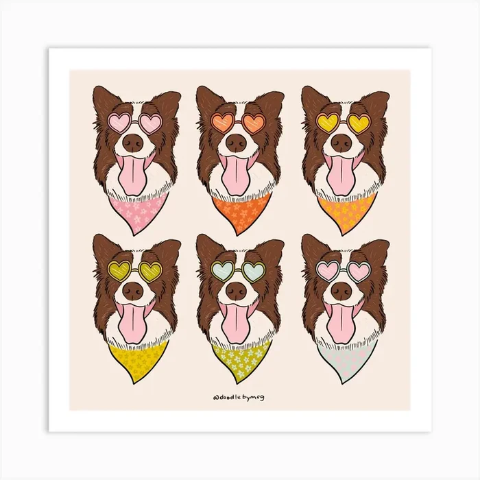 Rainbow Dog Art Print by Doodle By Meg