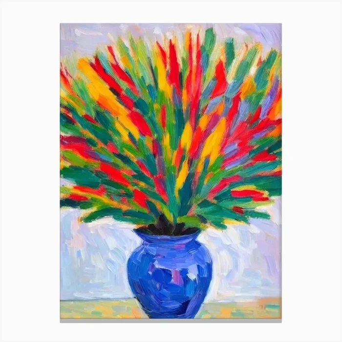 Rainbow Leaf Matisse Inspired Flower Canvas Print by The Artsy Florist