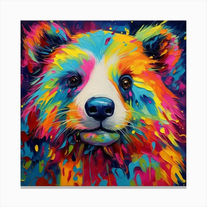 Rainbow Racoon Canvas Print by PaigeDesigns