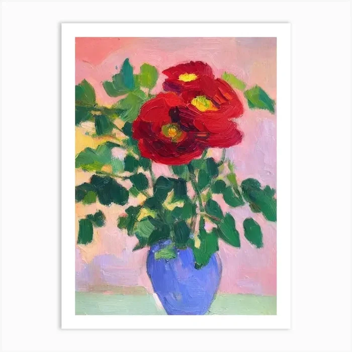 Ranunculus 2 Matisse Style Flower Art Print by The Artsy Florist