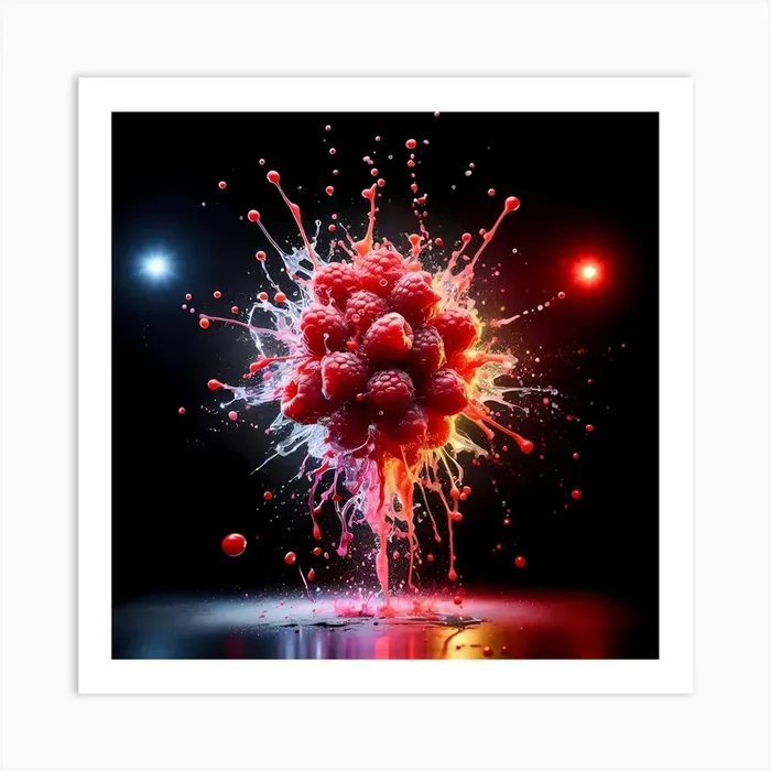 Raspberry Splash Art Print by Henky